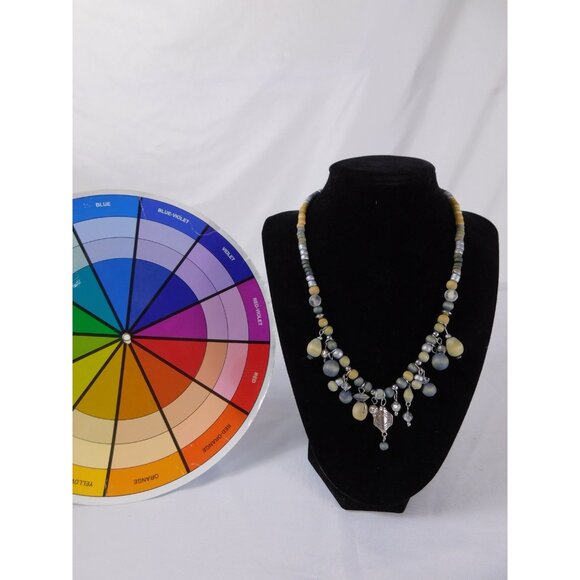 Vintage Handmade Beaded Necklace Silver Tone Dangle Boho Unique Statement Jewelr - Picture 3 of 6